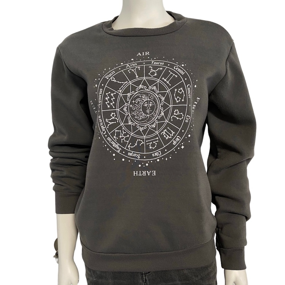 Cult Favorite gray zodiac‎ astrology sweatshirt womens Size small